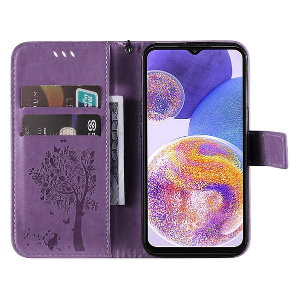 Wallet Tree Embossing Flip Leather Case For Samsung Galaxy